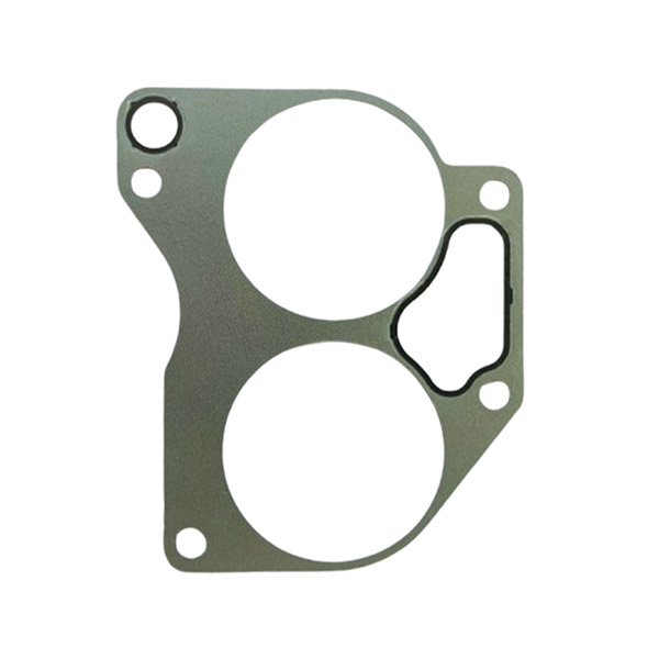 Junta de goma insertada en metal.